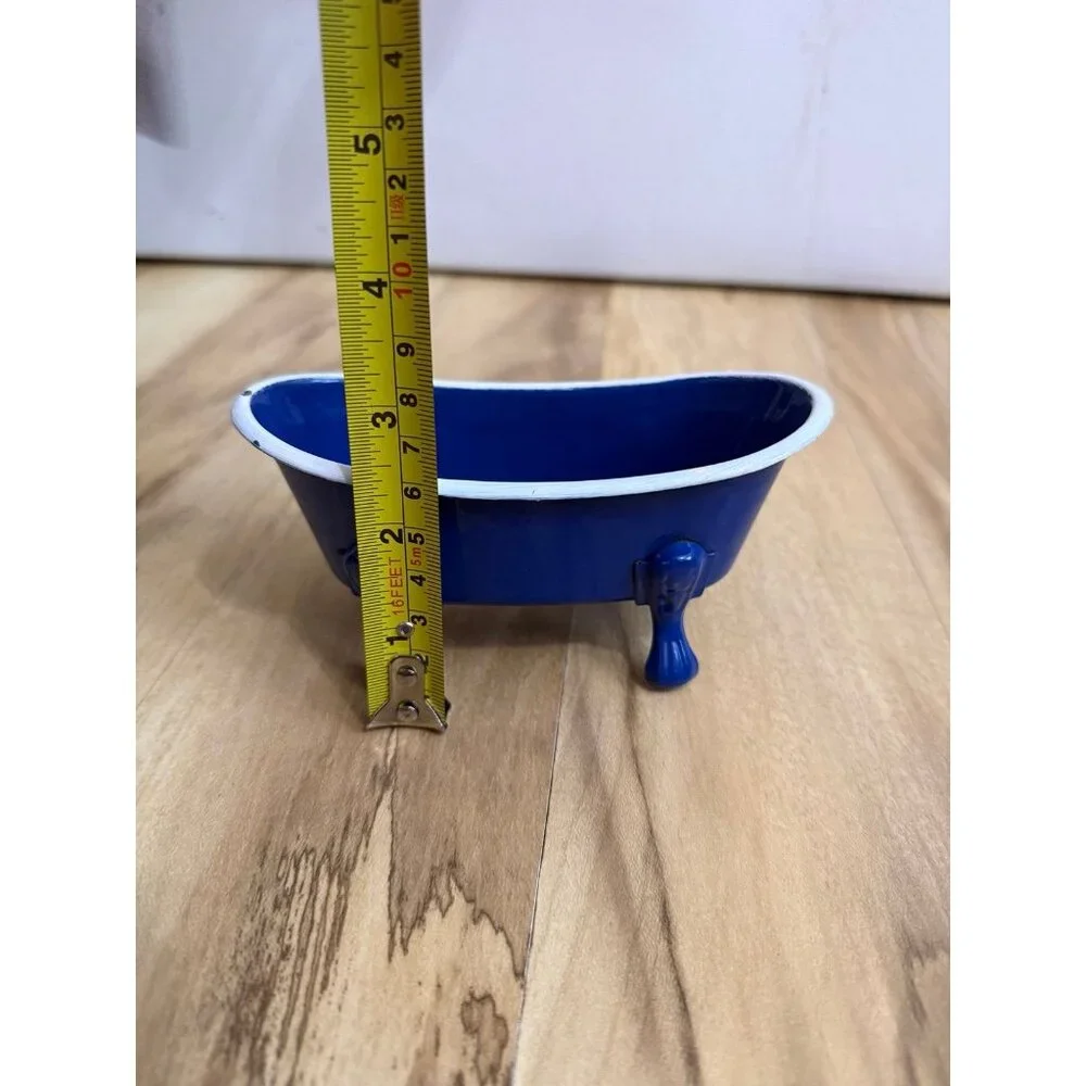 Mini Blue Bathtub Planter or Soap Dish with Drain Holes